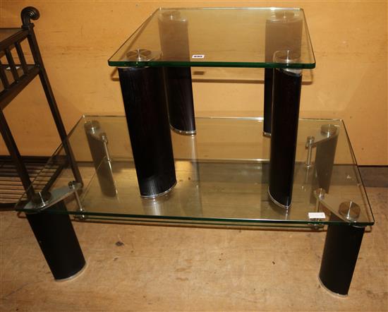 Modern glass top coffee and side table